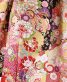 成人式振袖[古典柄]焦茶に裾赤・ピンク橙紫の花々と扇、絞り風地[身長171cmまで]No.1058